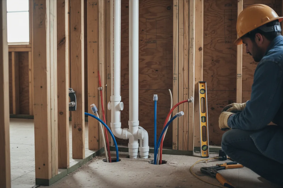 Drain and supply rough-in during Toilet Repair and Installation in Cornwall Bridge